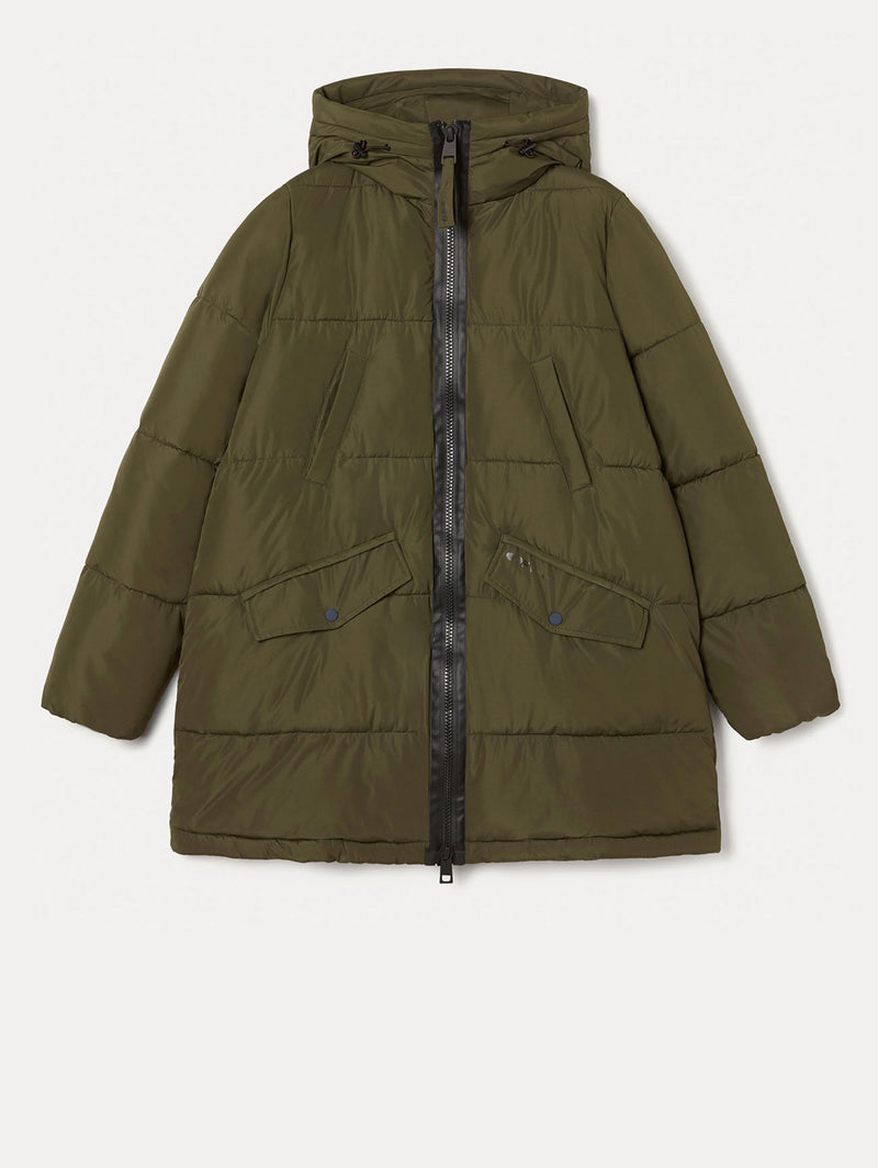 Giubbotto in Nylon con Cappuccio Verde