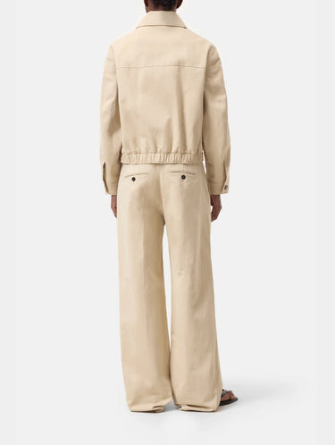 Worker-Jacke aus Baumwolle und Leinen Beige