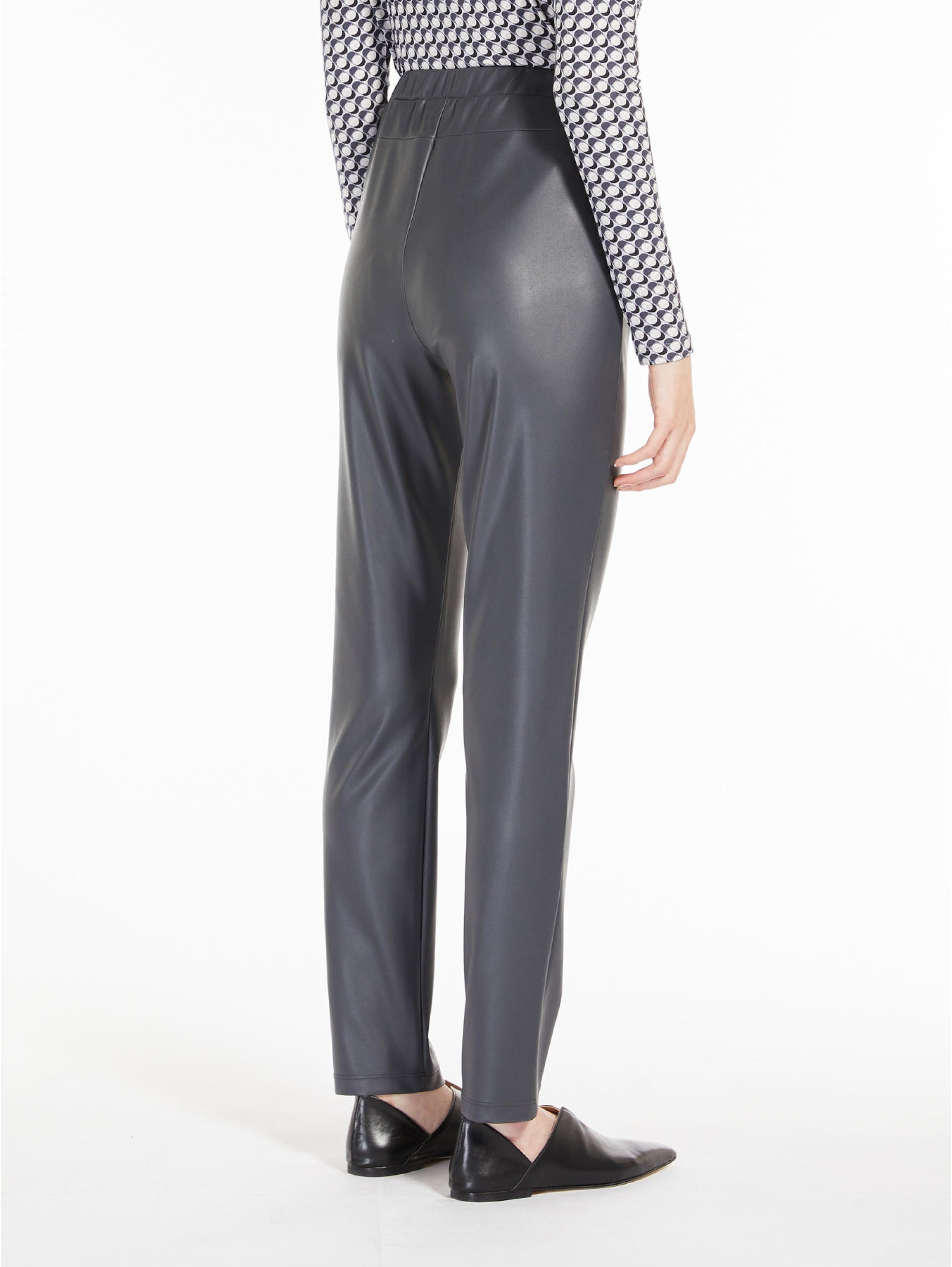 Gray coated jersey trousers