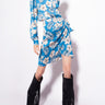 PINKO-Abito Corto con Stampa Floreale Turchese/Burro-TRYME Shop
