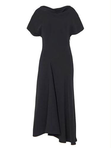 Midi-jurk met drapering zwart