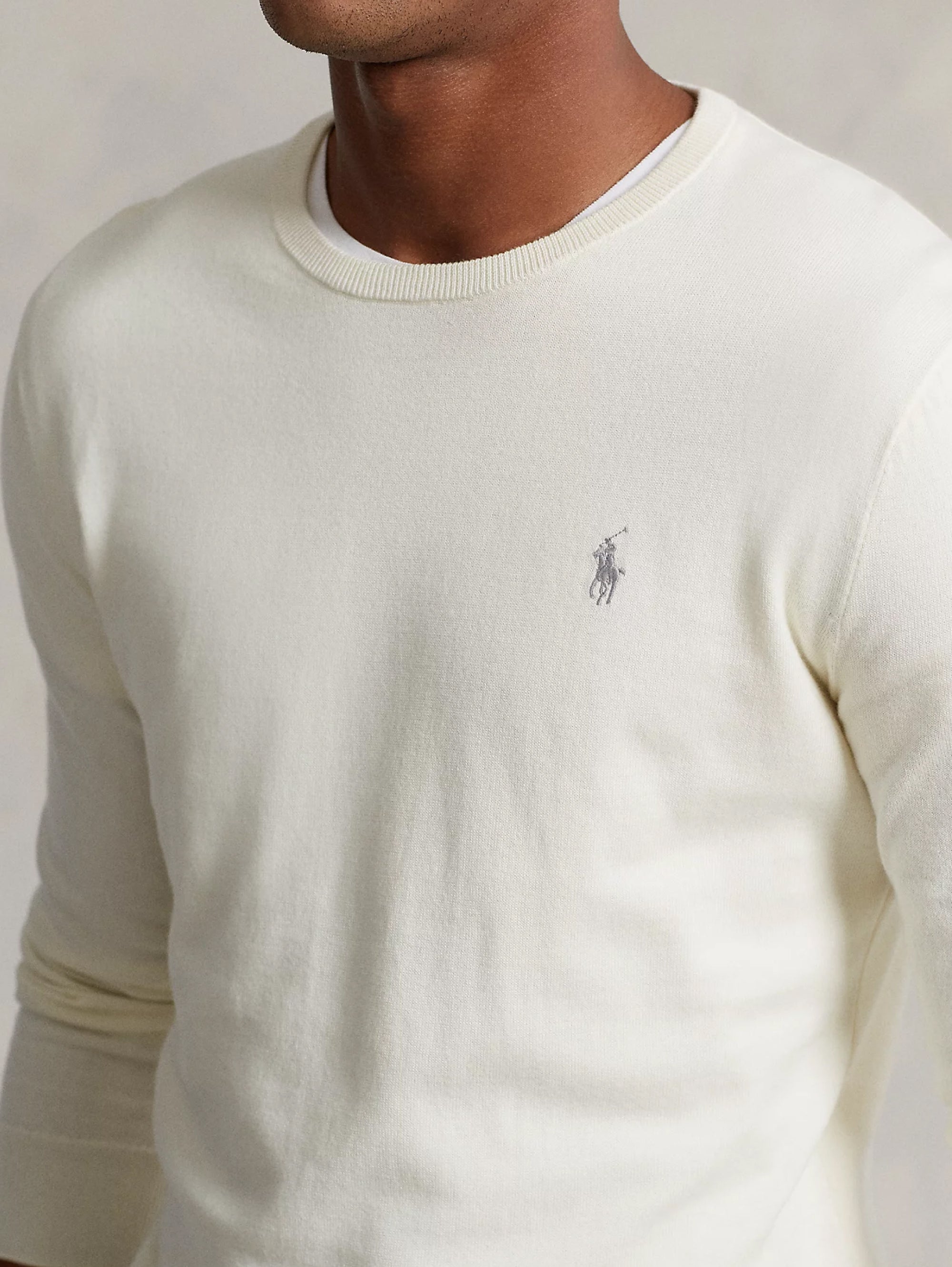 Crewneck Sweater with Cream Texture Effect