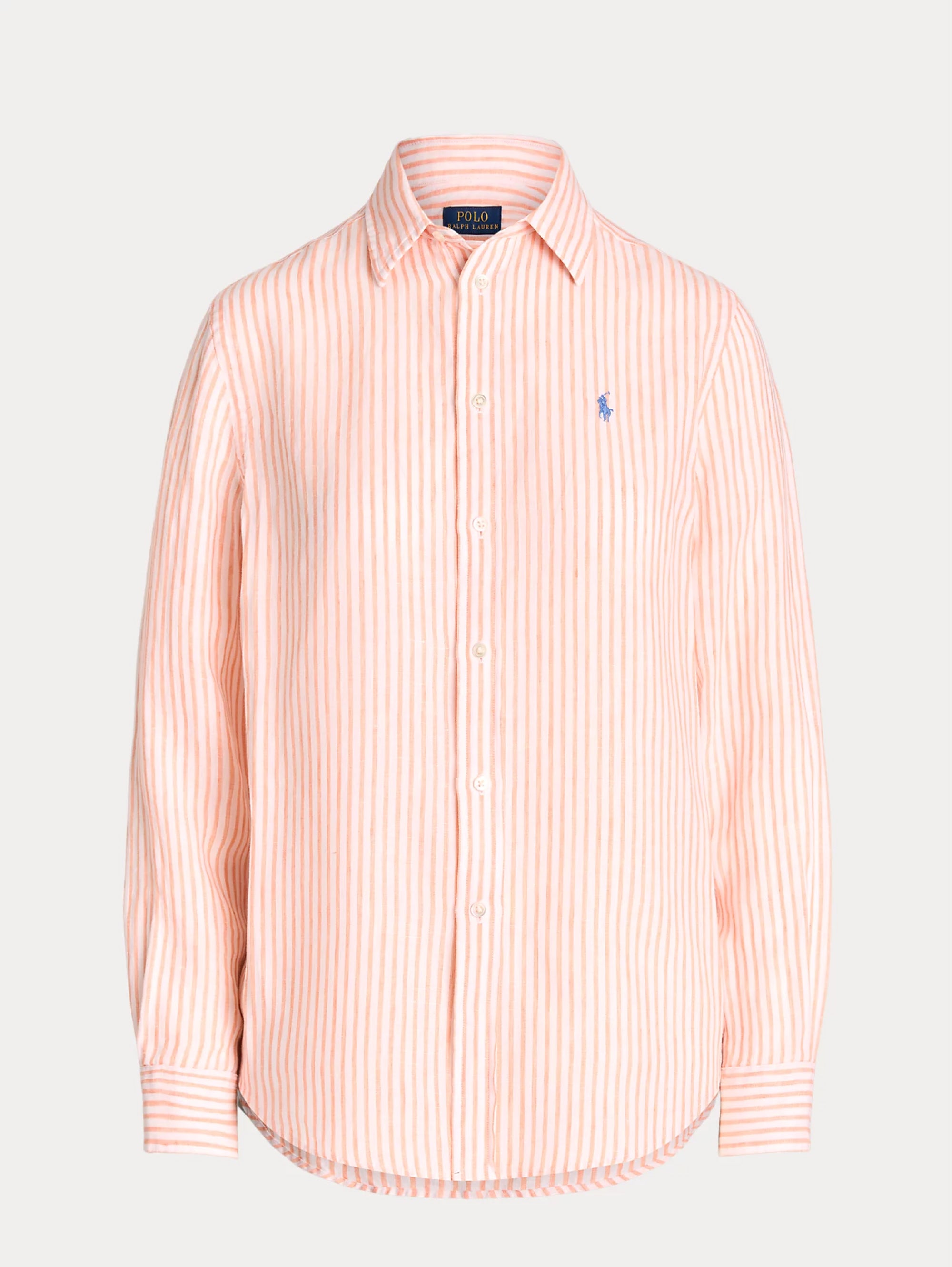 Orange/White Linen Striped Shirt