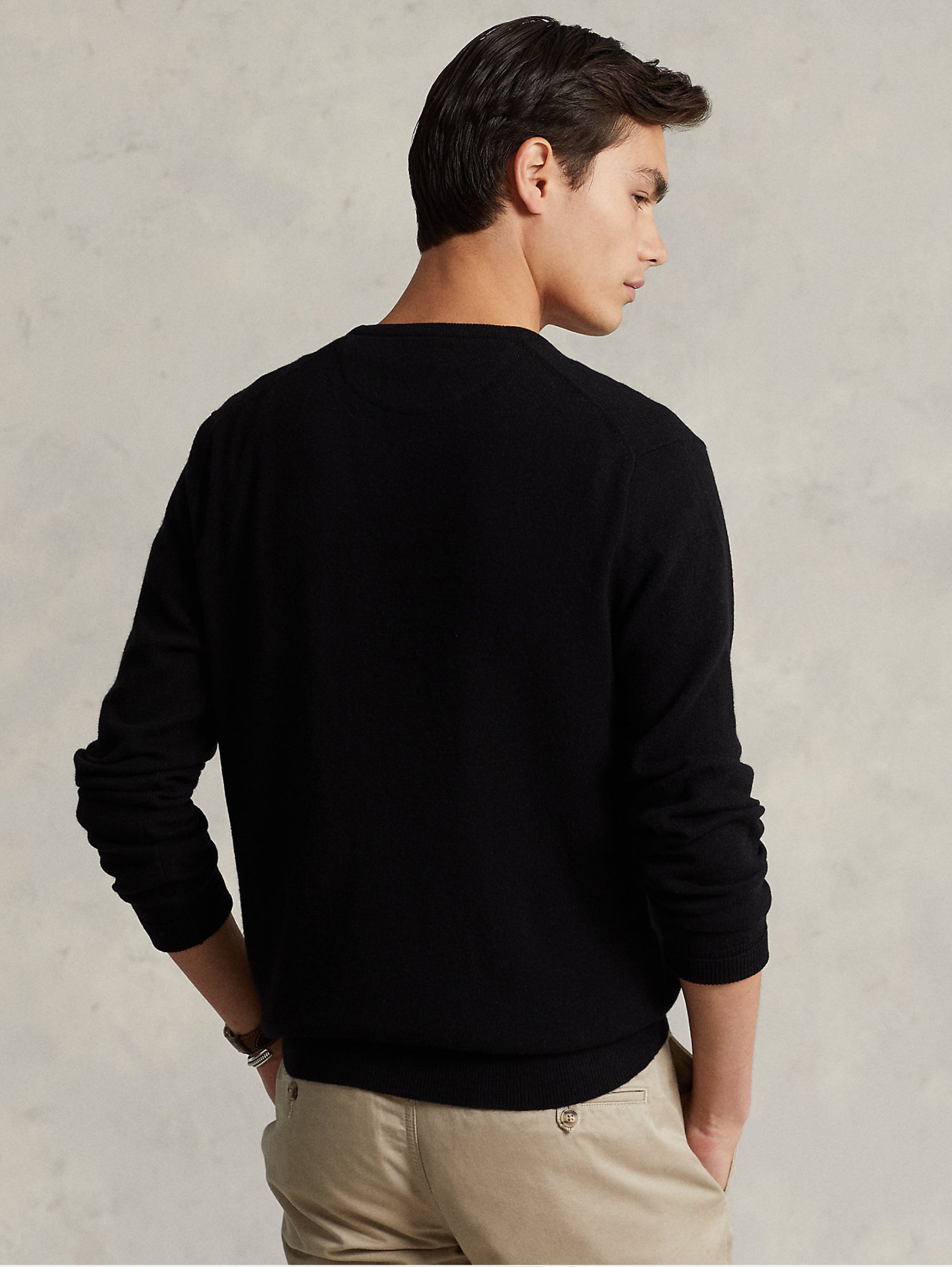 Black Wool Crew Neck Sweater