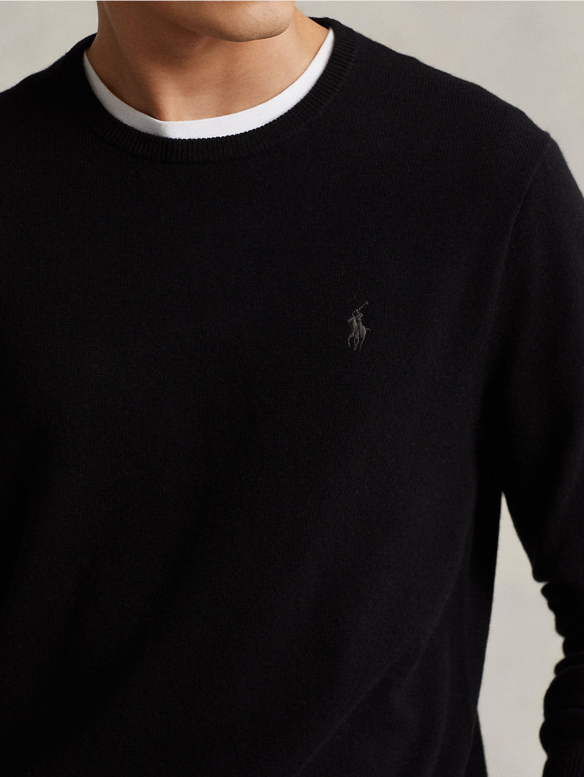 Black Wool Crew Neck Sweater