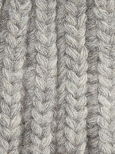 Gray Ribbed Hat with Pompon and Embroidered Polo Bear