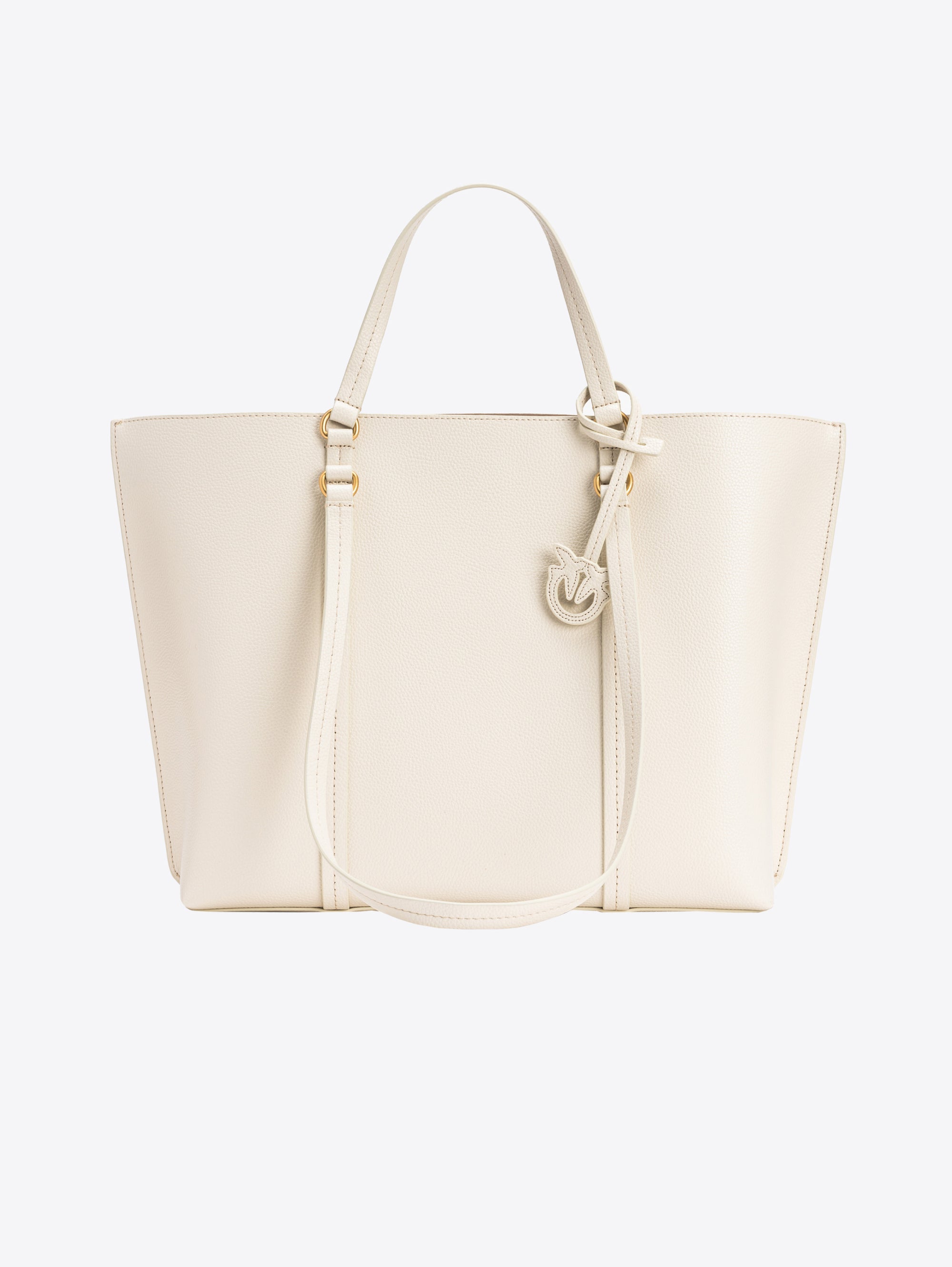 PINKO-Borsa Shopper in Pelle Bottalata Bianco-TRYME Shop