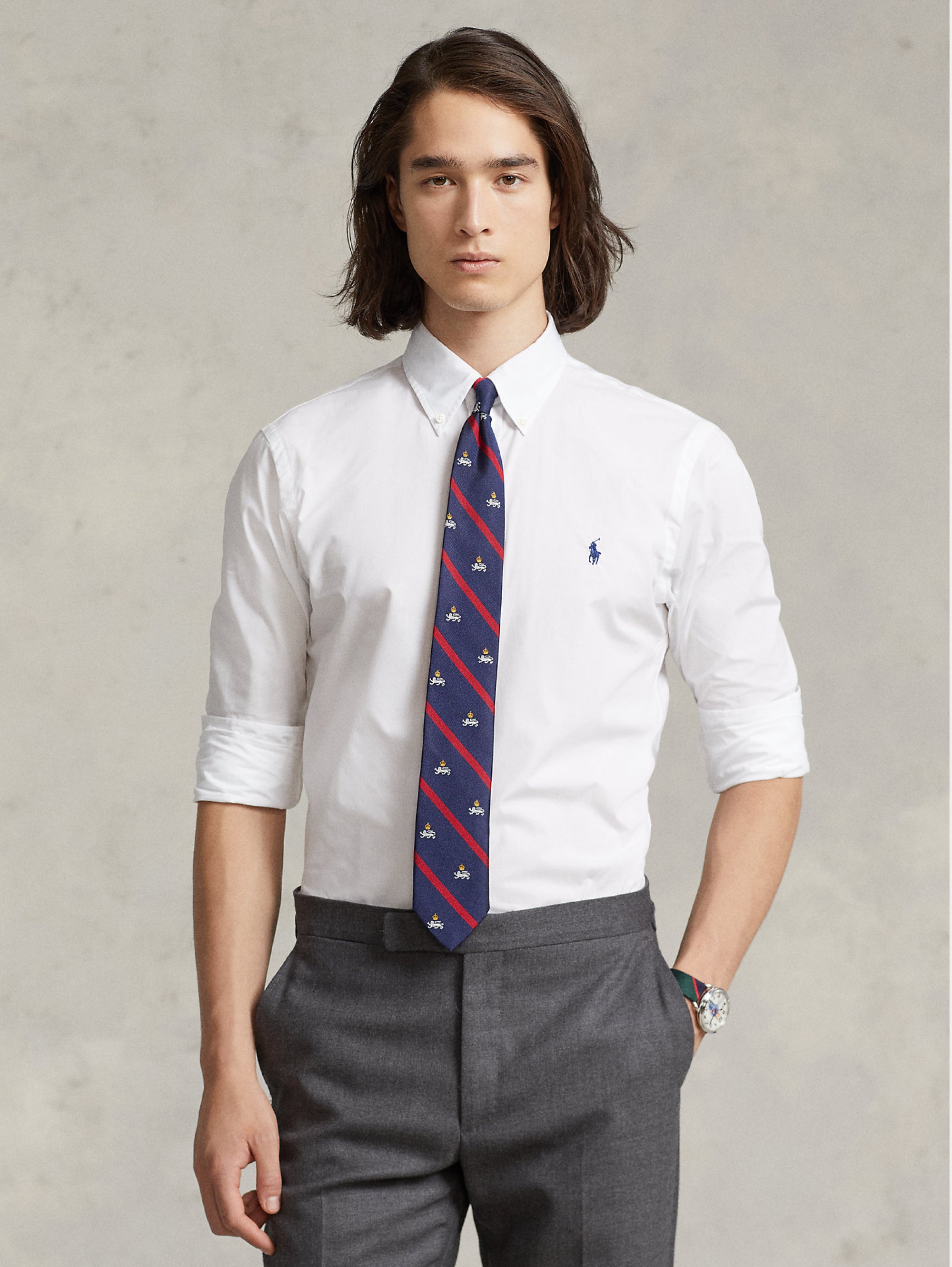 RALPH LAUREN-Camicia in Popeline Stretch Slim Fit Bianco-TRYME Shop