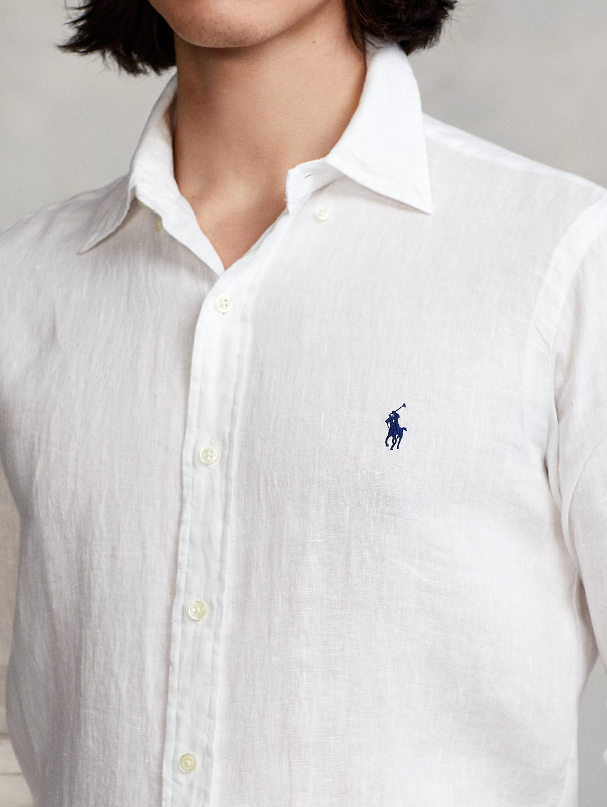 White Slim Fit Linen Shirt