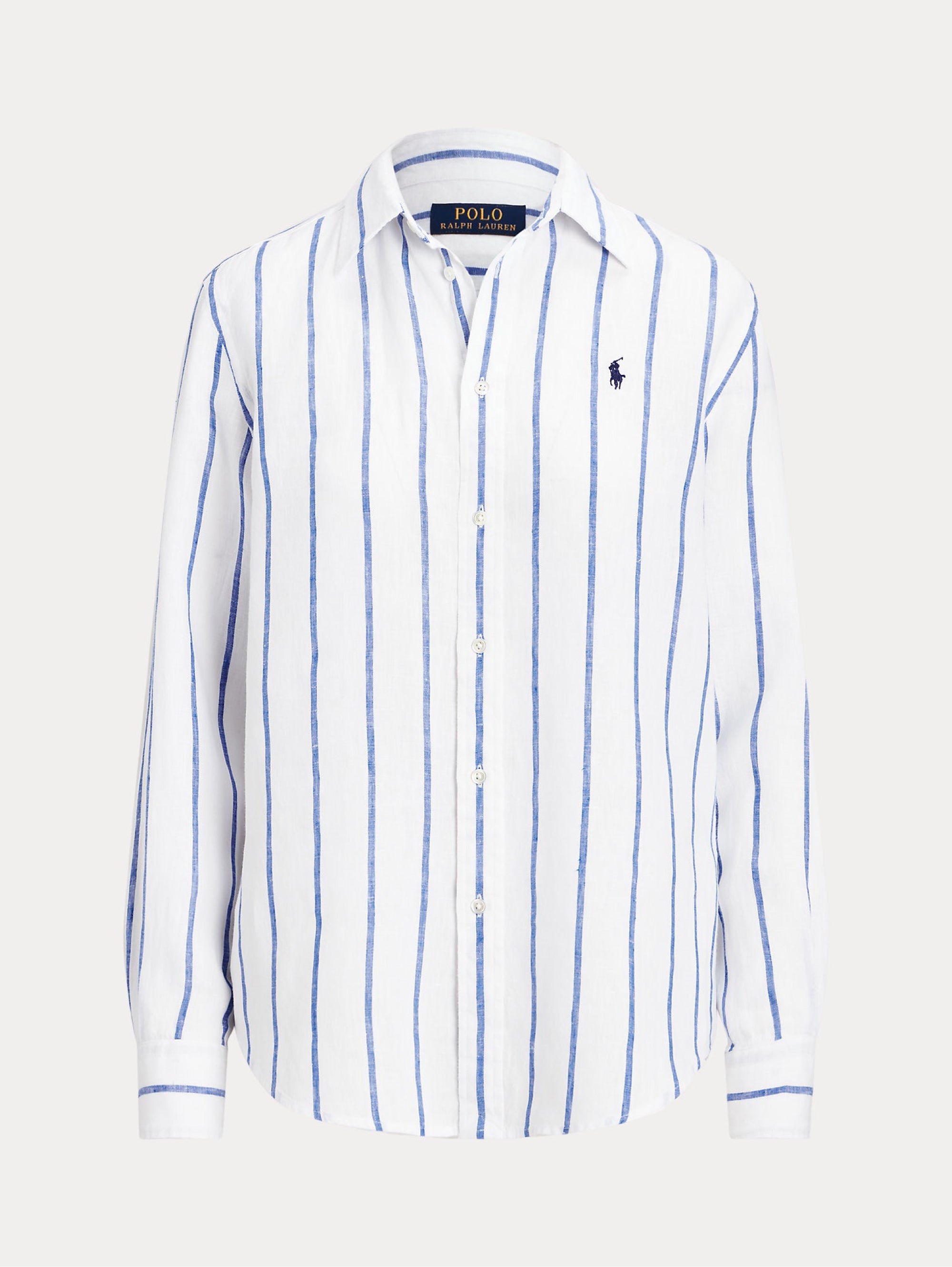 White/Blue Striped Linen Shirt