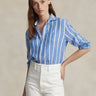 RALPH LAUREN-Camicia a Righe in Lino Blu/Bianco-TRYME Shop