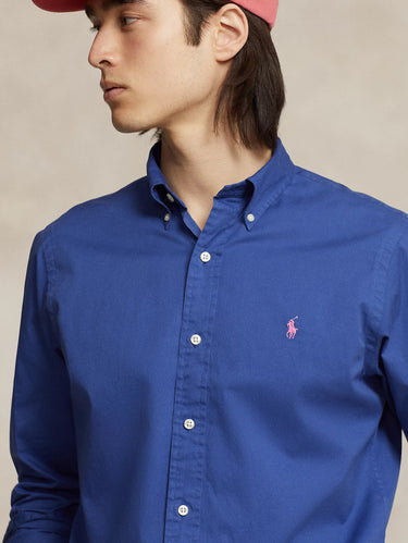 Camicia in Twill Tinta in Capo Blu