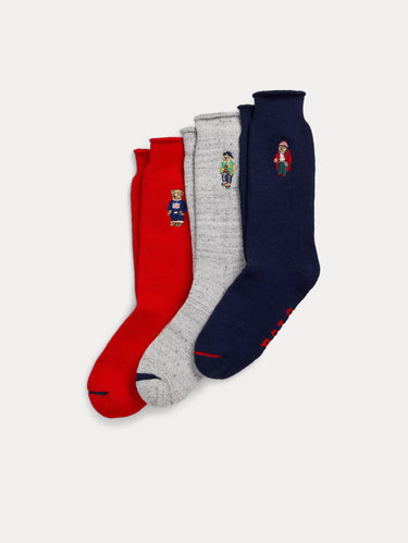 Cofanetto Calze con Ricamo Polo Bear Grigio/Blu/Rosso