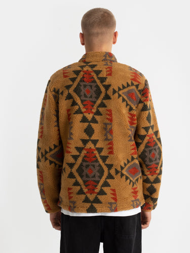 Fleece jas met Navaho print Bruin