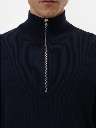 Pullover mit halbem Reißverschluss in Blau