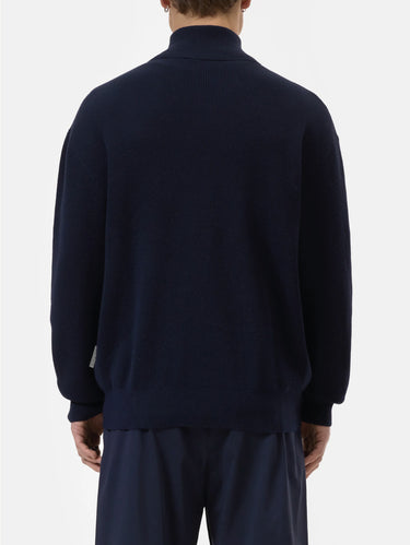 Pullover mit halbem Reißverschluss in Blau