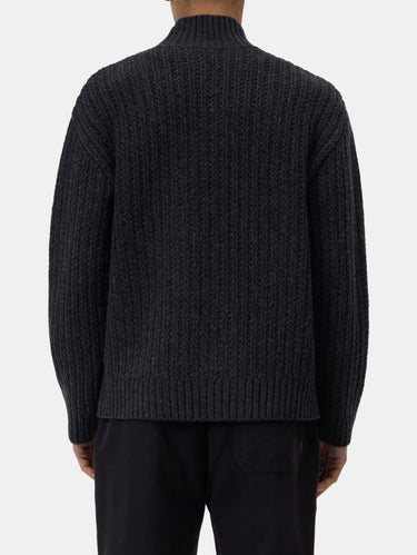 Rollkragenpullover mit Rippenmuster in Kohlefaserfarbe