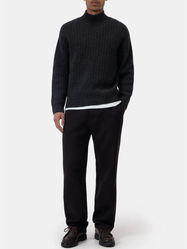 Rollkragenpullover mit Rippenmuster in Kohlefaserfarbe
