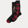 RALPH LAUREN-Confezione Calze Lunghe Polo Bear e Scozzese Nero/Rosso-TRYME Shop