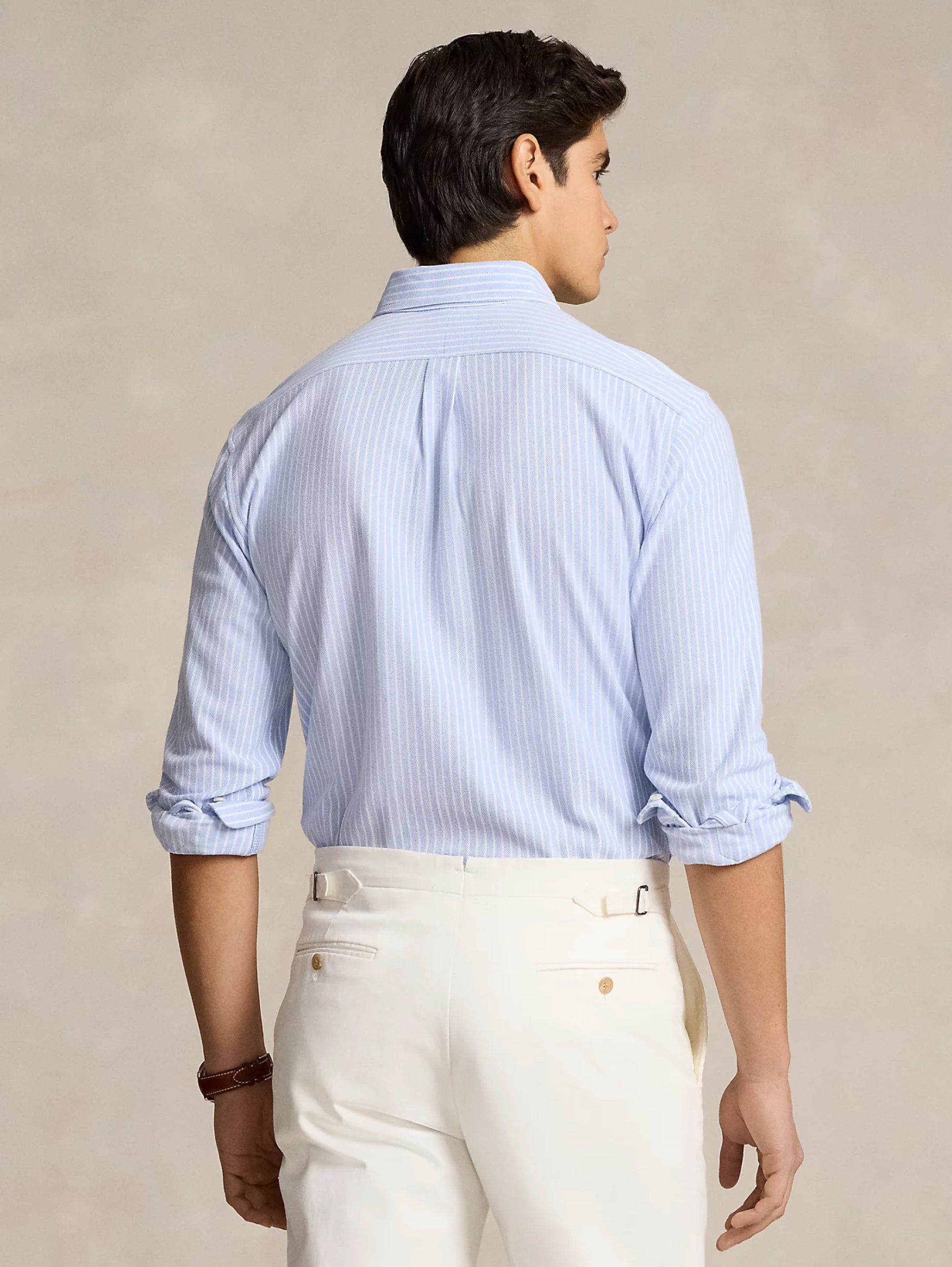 Camicia Knit Oxford a Righe Bianco/Blu