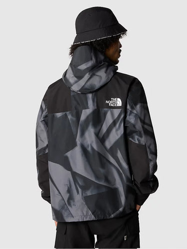 Retro Mountain Jacke mit Kapuze Print Grau