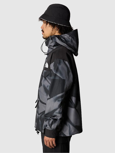 Retro Mountain Jacke mit Kapuze Print Grau