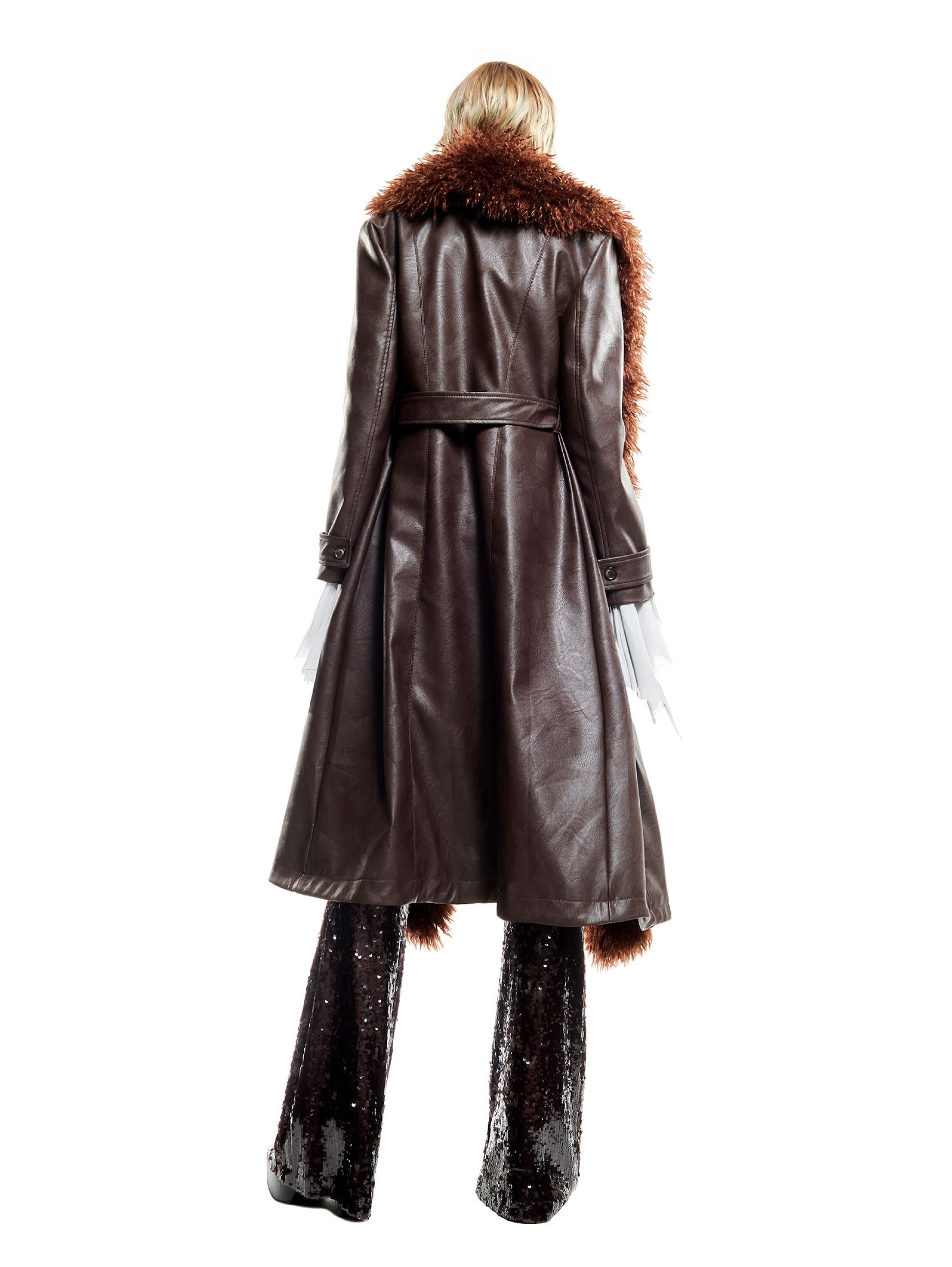 Brown Eco Leather Coat