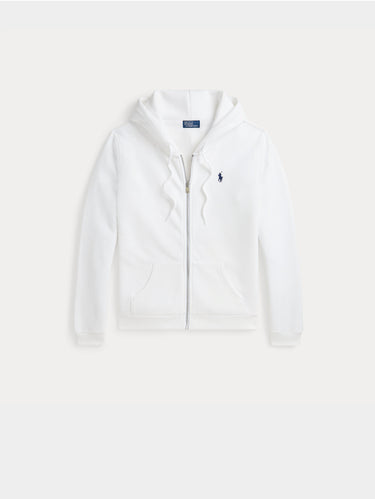 Weißer Kapuzen-Full-Zip-Sweatshirt