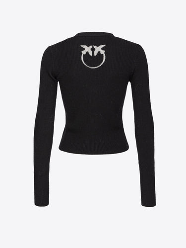 Cardigan con Logo in Trasparenza Nero