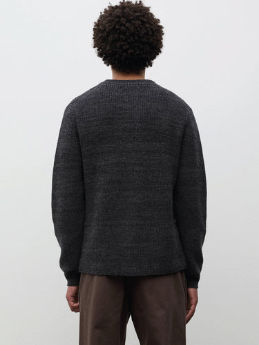 Cardigan Girocollo in Lana e Cotone Grigio Melange