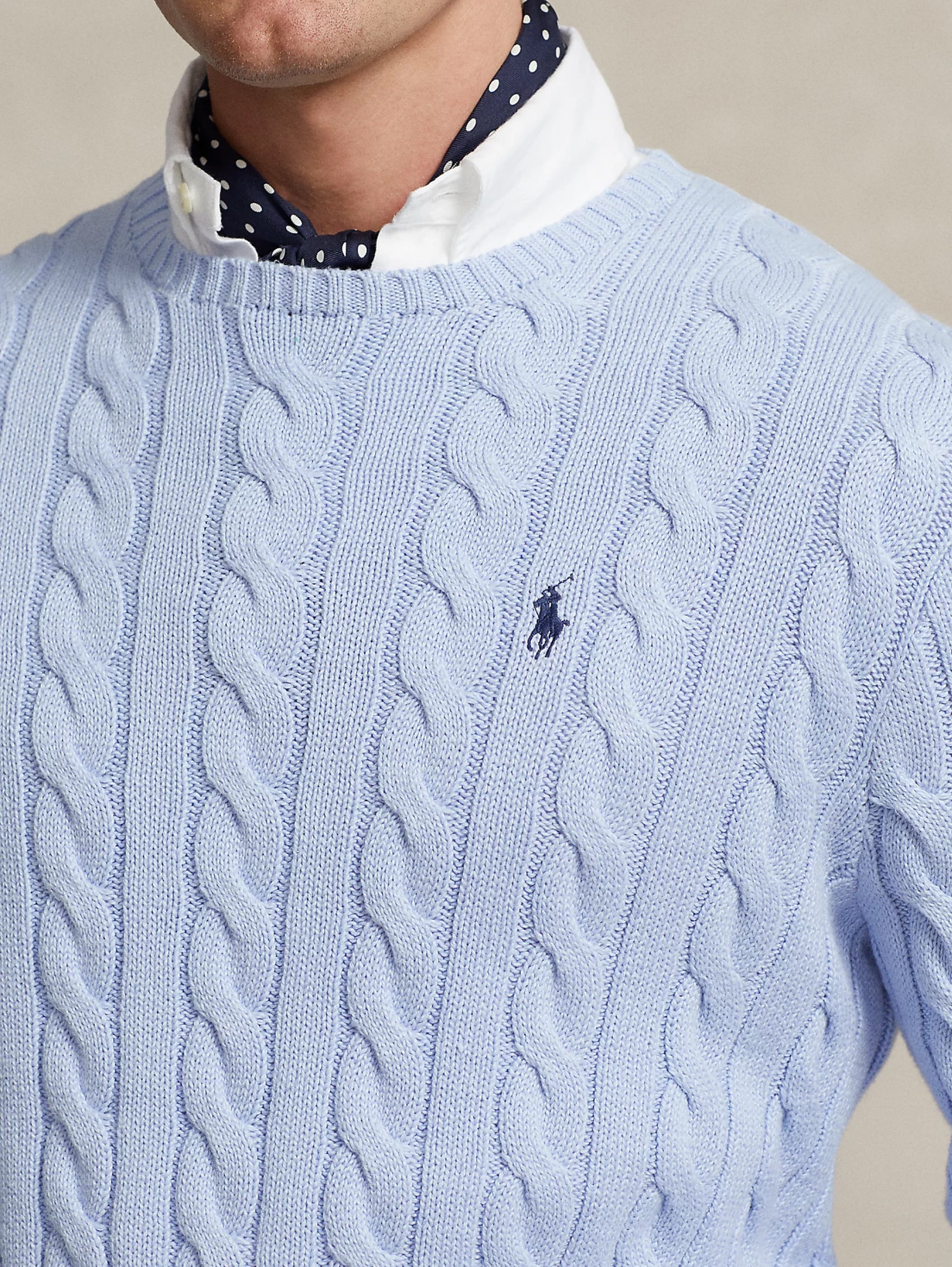 Light Blue Cotton Cable Sweater