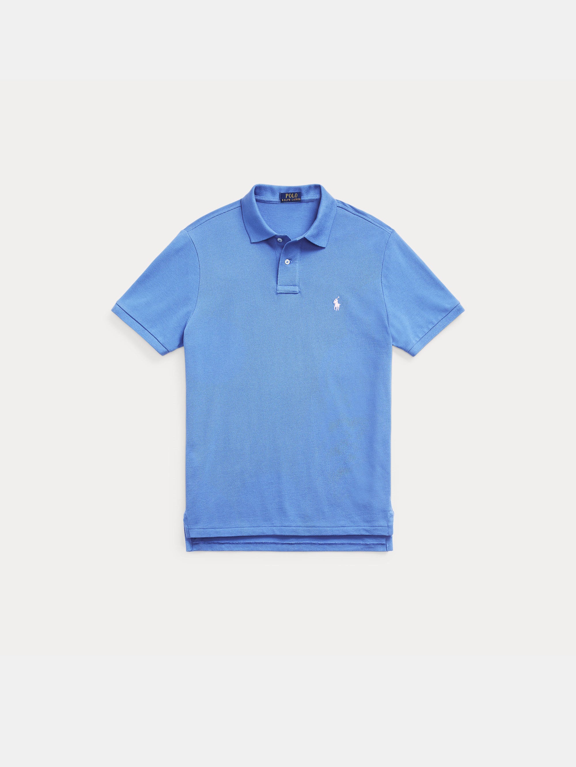 Blaues Slim-Fit-Mesh-Poloshirt