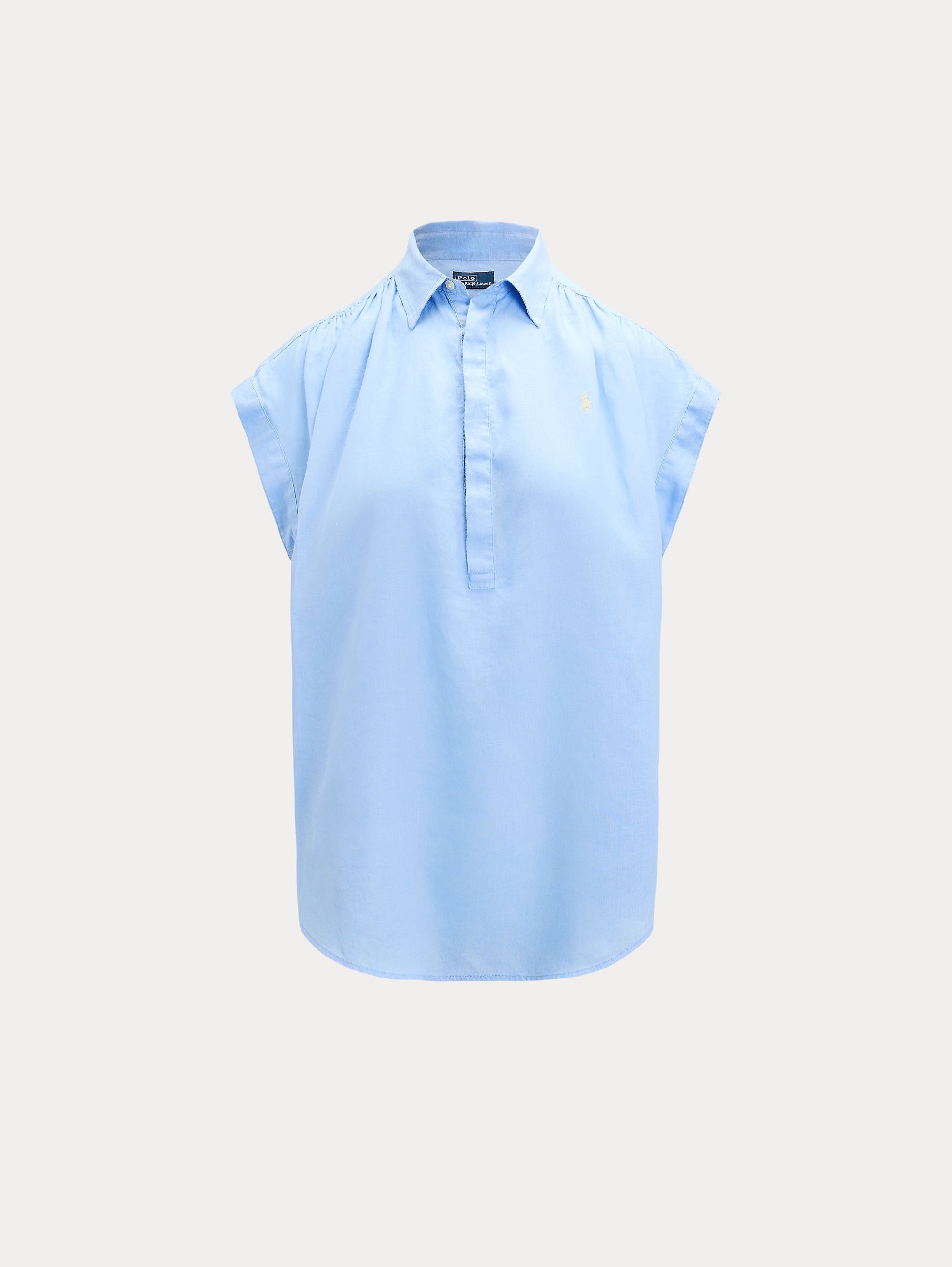 Linen Shirt with Blue Gathers
