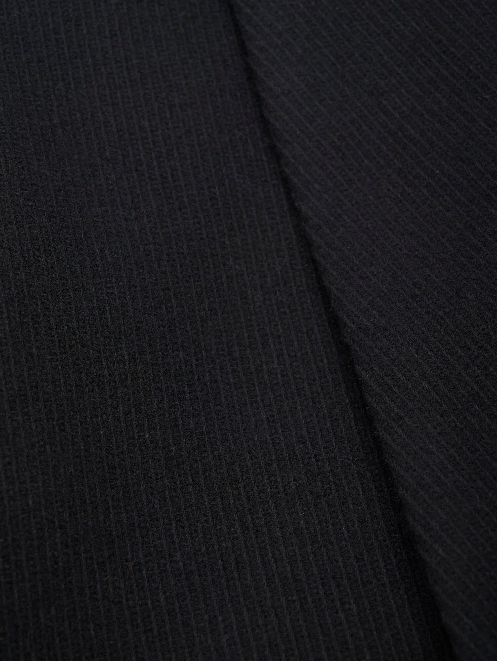 Langer Mantel aus schwarzem Wolltwill