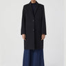 CLOSED-Cappotto Lungo in Twill di Lana Nero-TRYME Shop