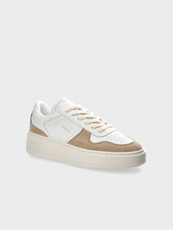 Sneakers Platform in Suede e Pelle Bianco/Beige