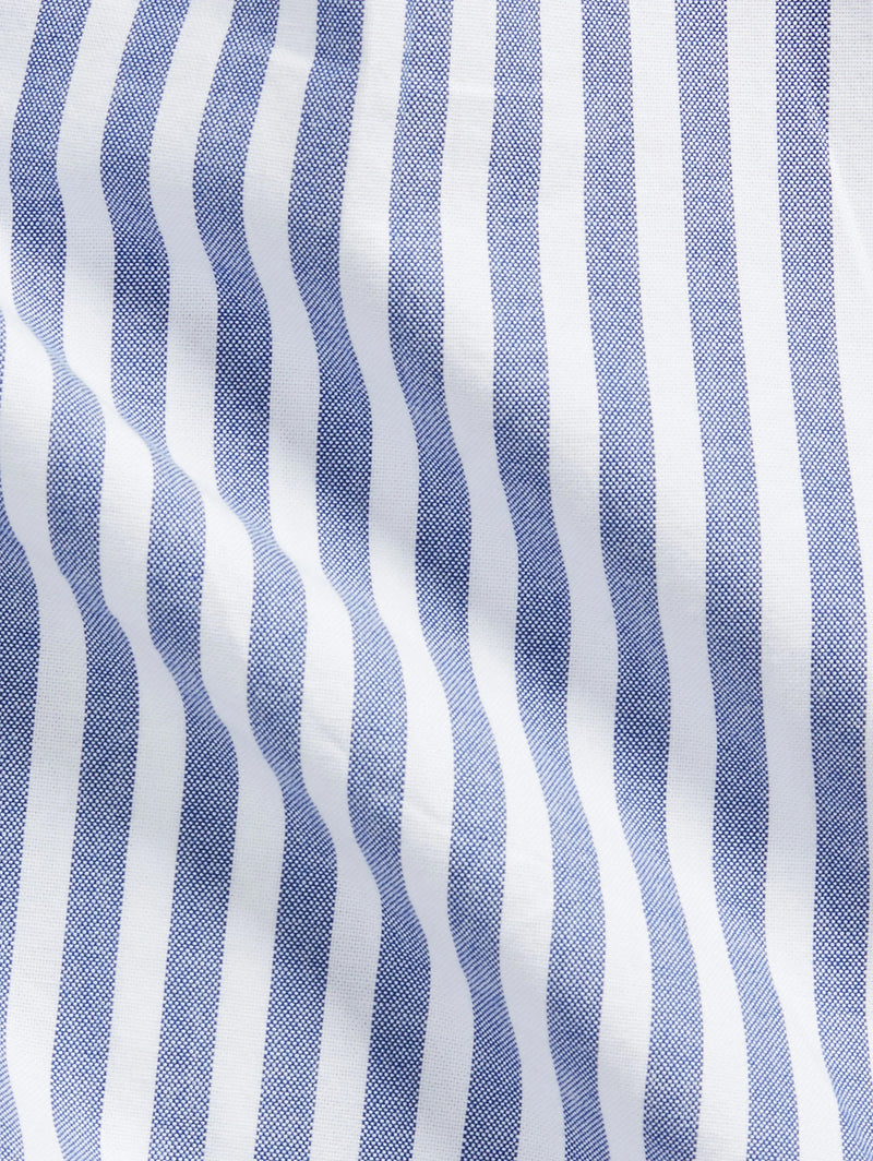 Camicia in Popeline Stretch Custom fit Bianco/Blu