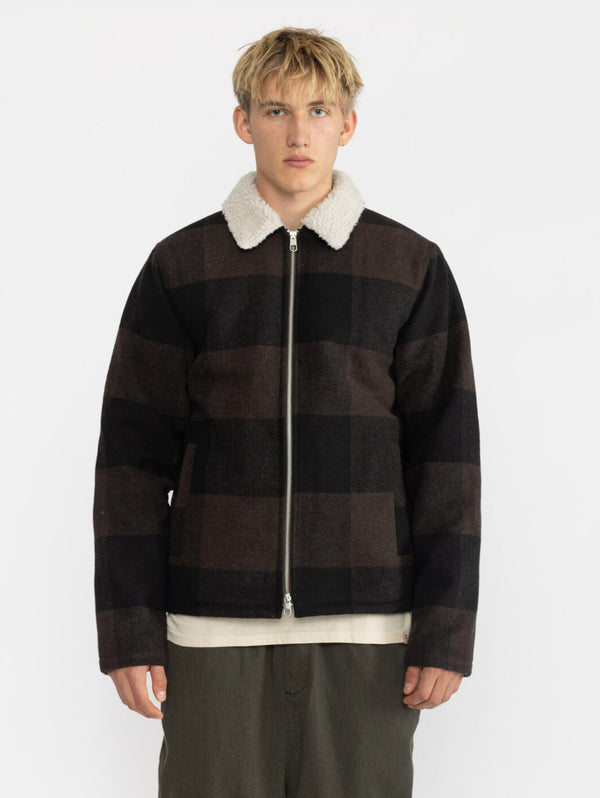 REVOLUTION-Giacca Over Shirt a Quadri Marrone-TRYME Shop