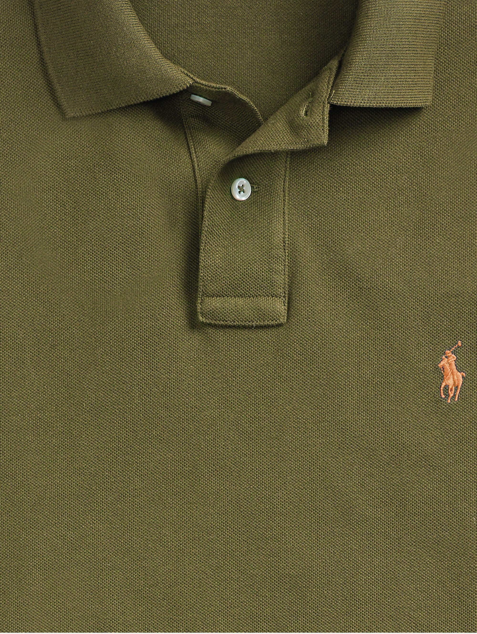 Armeegrünes, schmal geschnittenes Piqué-Poloshirt