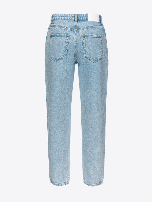 Mom-Fit-Jeans aus blauem Comfort-Denim