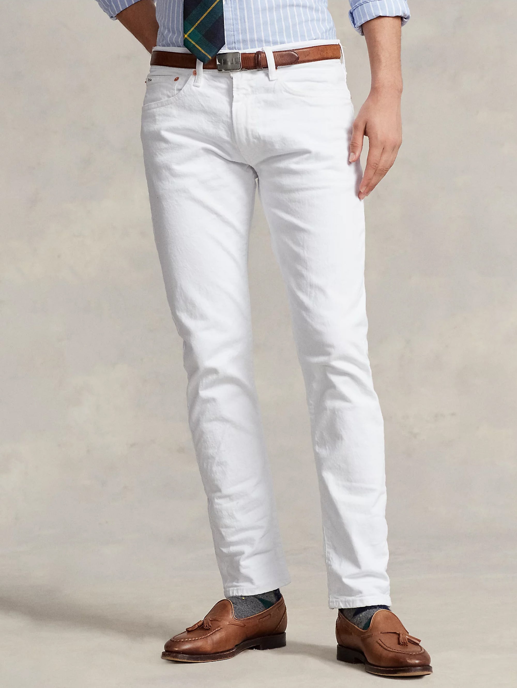 RALPH LAUREN-Jeans Sullivan in Cotone Bull Slim Fit Bianco-TRYME Shop