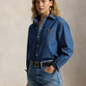 RALPH LAUREN-Camici in Denim con Taschino Indigo Blu-TRYME Shop