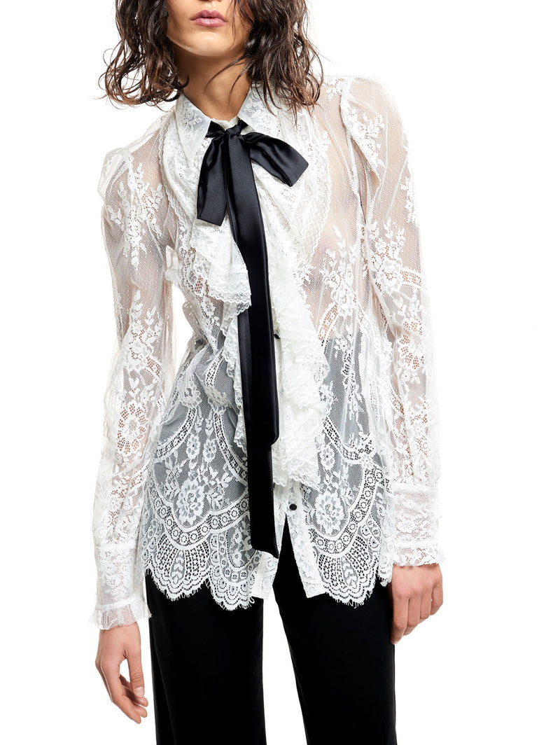 ANIYE BY-Camicia in Pizzo con Rouches Bianco-TRYME Shop