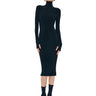NORMA KAMALI-Abito Midi con Collo Alto in Jersey Nero-TRYME Shop