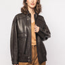 THE JACKIE-Bomber Ampio in Pelle Foderata Marrone-TRYME Shop
