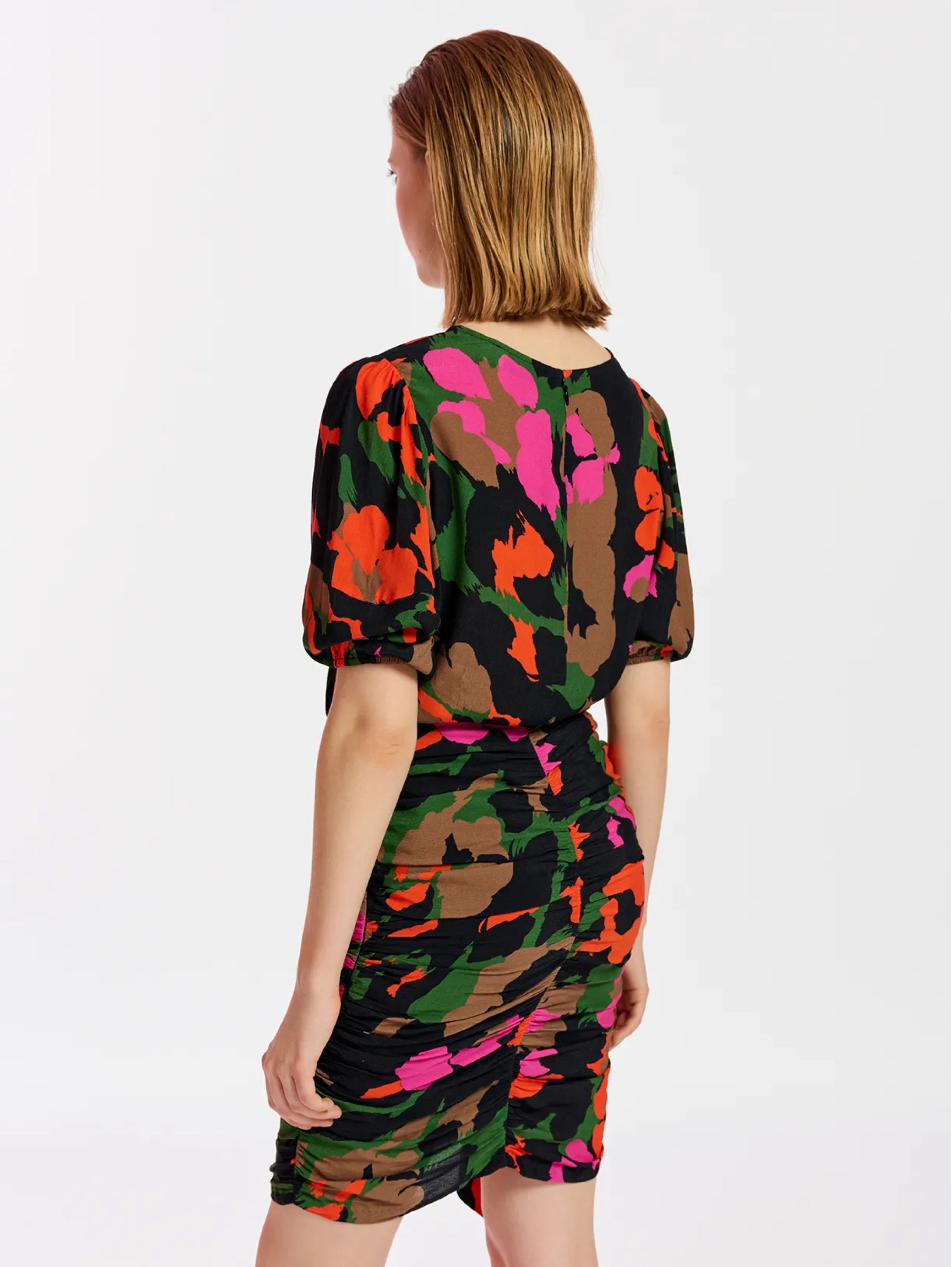 Mini dress with multicolored abstract print