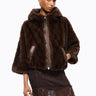 PINKO-Eco Pelliccia Con Cappuccio Marrone-TRYME Shop