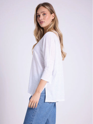 Poncho-Stil T-Shirt aus Leinen Emilie Weiß