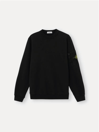 STONE ISLAND-Felpa Girocollo in Cotone Nero-TRYME Shop