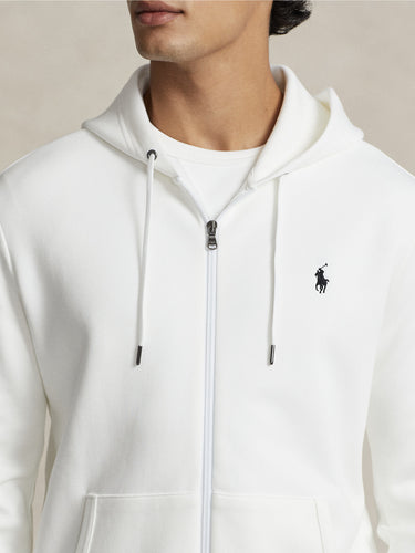 Felpa con Cappuccio e Zip in Maglia Doppia Bianco